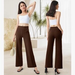 Elegant Brown Women's Wide-Leg Pants